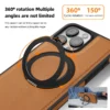 360 drehbarer Metallringständer Macsafe Magnetische Ledertasche für IPhone 15 14 13 12 11 16 Pro Max Plus 15Pro Magsafe Halterabdeckung 2