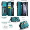 CaseMe Flip Leder Handyhülle für Samsung Galaxy Z Fold 6 5 4 3 S25 Plus S24 FE S23 Ultra S22 S21 S20 Reißverschluss Wallet Card Cover 3