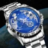 Glenaw Navigation Era-Serie, vollautomatische, mechanische, zweifarbige Globus-Business- und Casual-High-End-Uhr in Gold und Silber