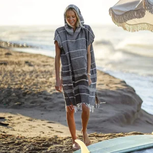 Türkisches tragbares Strandtuch, sanddichte Baumwolle, großer Surf-Poncho, Kapuzen-Neoprenanzug, Wickeltuch, schnell trocknender, sanddichter Bademantel