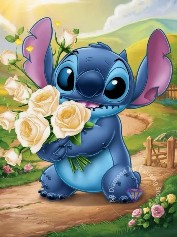 Stitch Lilo & Stitch 5D-Diamant-Malerei-Set zum Selbermachen, Diamant-Stickerei, Kreuzstich, handgefertigte Kunst, Geschenk, Basteln, Heimdekoration