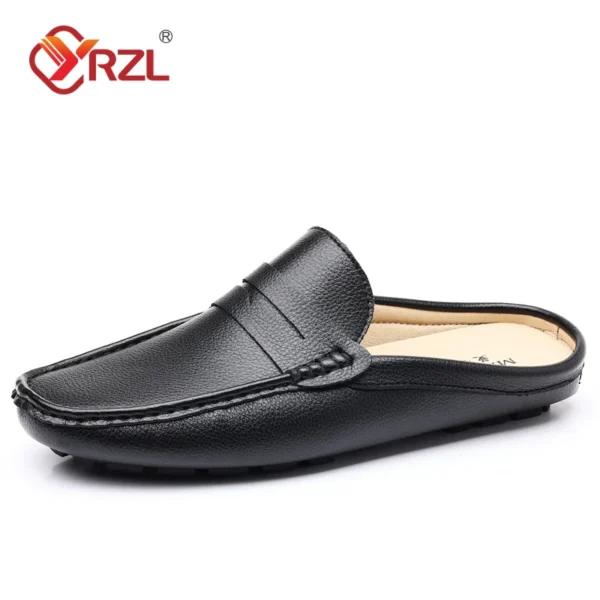 YRZL Loafers Sommer-Slip-on-Halbschuhe für Herren, Leder-Hausschuhe, lässig, atmungsaktiv, bequeme Slipper, Mokassins, Braun, Schwarz, Beige 2