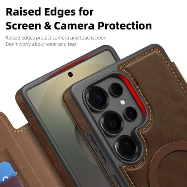 Für MagSafe RFID Blocking Flip Leder Handyhülle Samsung Galaxy S25 Edge S24 S23 Ultra S22 Plus Brieftasche mit Kartenhalter-Abdeckung 4