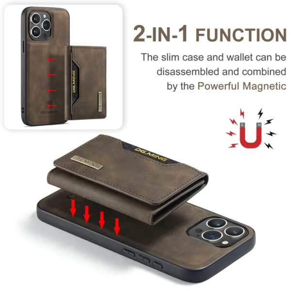 Abnehmbare 2-in-1-Brieftaschenhülle mit Kartenhalter für iPhone 13 Mini 16E 16 15 Plus 14 13 12 Pro Max XS XR, stoßfeste Lederhülle 4