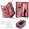 Leder Zip Wallet Card Handyhülle für Samsung Galaxy S25 Ultra S24 FE S23 S22 S21 S20 FE S10 Plus Note 20 Ultra 10 Flip Cover 3