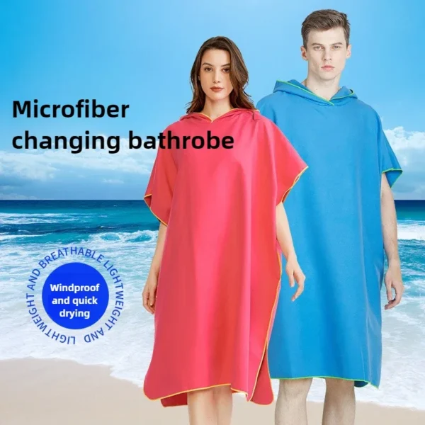 Surf-Poncho, Wickeltuch, Kapuzenmantel, Mikrofaser, Stranddecke, Badetuch, Badehandtuch, Neoprenanzug, Strandponcho für Erwachsene 2