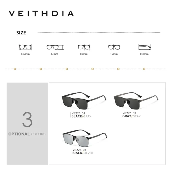 VEITHDIA männer Sonnenbrille Angeln Polarisierte UV400 Nylon Objektiv Im Freien Fahren Brillen Edelstahl Sonnenbrille Für Männliche V8226 4