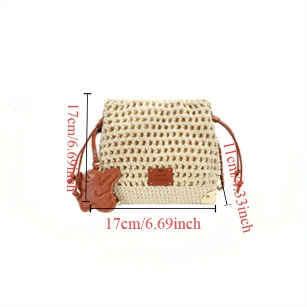 Schicke Sommer-Strick-Umhängetasche für Damen mit verstellbarem Riemen. Vielseitige Pendlerhandtasche mit Polyesterfutter 5