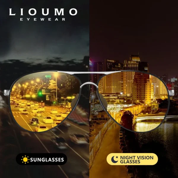 LIOUMO Top Qualität Luxus Design Pilot Sonnenbrille Photochrome Polarisierte Nachtsicht Fahren Brille Männer Frauen zonnebril heren
