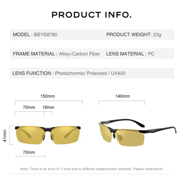 CAPONI nachtsicht männer sonnenbrille fahren sport photo chrom uv400 hd sonnenbrille legierung carbon firber schützen augen bsys8780 5