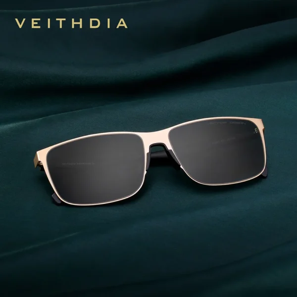VEITHDIA Vintage Unisex Polarisierte Sonnenbrille Edelstahlrahmen Hochauflösende Nylonlinse UV400 Brillen für Männer/Frauen 8245 2