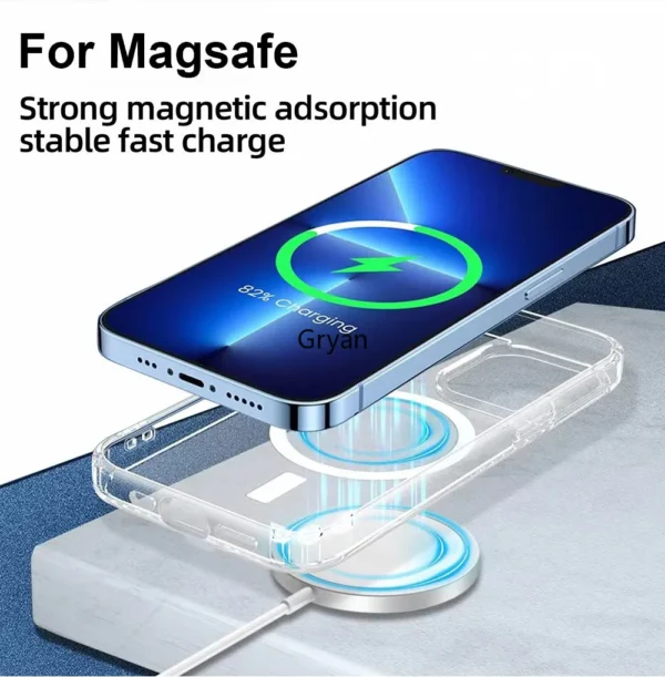 Hohe Qualität Klar Für Magsafe Drahtlose Lade Telefon Fall Für iPhone 16 15 14 13 11 Pro Max Magnetische Acryl stoßfest Abdeckung 5