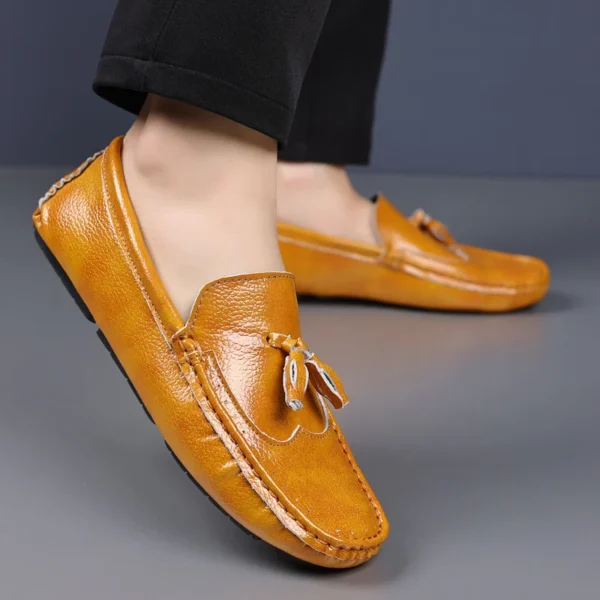 Maedef Herren Slipper Schuhe bequeme Slip-On Mokassins Schuhe männliche Marke braune Leder Boots schuhe lässig flachen Schuh für Männer 3