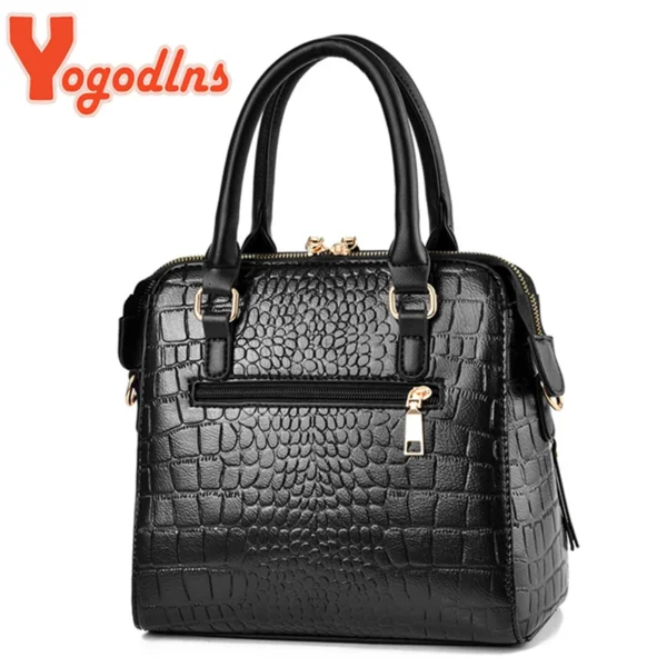 Yogodlns Luxus Krokodil Muster Handtasche Frauen Winter Neue PU Leder Quaste Schulter Tasche Marken Design Griff Tasche Dame Geldbörse 4