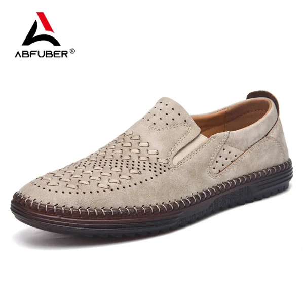 Neue 2024 handgemachte Leder Männer Schuhe Design Mode Turnschuhe Slip Auf Loafers Sommer Mesh Atmungsaktive Casual Schuhe Männer Fahren Flache 6