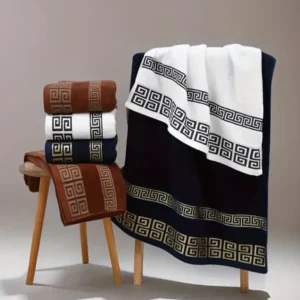 Badetücher aus Baumwolle, 140 x 70 cm, großer Badezimmer-Dickhandtuchbezug, bestickt, Geschenk, Sport, Blau, Weiß, Braun, Schwarz, Grün, Grau
