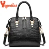 Yogodlns Luxus Krokodil Muster Handtasche Frauen Winter Neue PU Leder Quaste Schulter Tasche Marken Design Griff Tasche Dame Geldbörse 3
