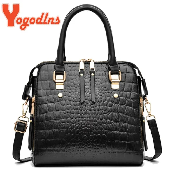 Yogodlns Luxus Krokodil Muster Handtasche Frauen Winter Neue PU Leder Quaste Schulter Tasche Marken Design Griff Tasche Dame Geldbörse 3