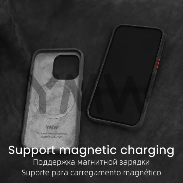 Magnetische ALCANTARA Hülle für iPhone 16 Pro Max 15 14 13 12 Mini Luxus Kunstleder Supercar Wildleder Handyhüllen Cover 5