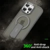 Luxus Für Magsafe Klapp Ständer Magnetische Telefon Fall Für iPhone 16 15 14 Plus 13 12 11 Pro max Matte Transluzente Zurück Abdeckung Kappen 6