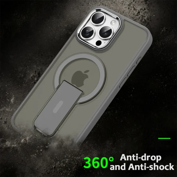 Luxus Für Magsafe Klapp Ständer Magnetische Telefon Fall Für iPhone 16 15 14 Plus 13 12 11 Pro max Matte Transluzente Zurück Abdeckung Kappen 6