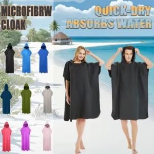 .Mikrofaser Surf Poncho Handtuch Poncho Schnelltrocknendes Handtuch Hoodie Strandrobe Wickelponcho Badetuch Strandponcho Erwachsene