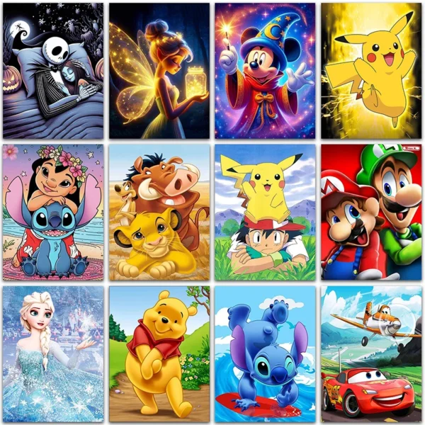 Diamantgemälde Disney Lilo und Stitch Super Mario Pikachu Heimdekoration Vollquadrat Rund Diamantmosaik Stickerei Kreuzstich 1