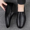 Clohoo Herren Echt leder Slipper Outdoor hand gefertigte Casual Slip on Schuhe bequeme atmungsaktive Arbeits büro fahren Turnschuhe 4