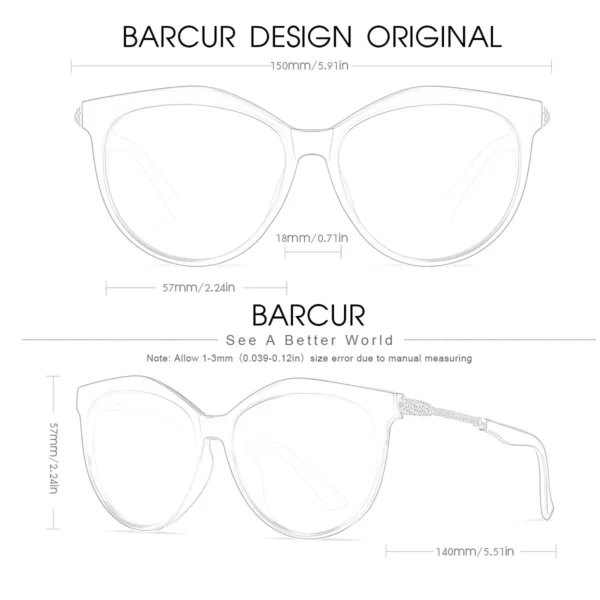 BARCUR Polarisierte Cat Eye Sonnenbrille Frauen Gradienten Runde Sonnenbrille für Frauen Oculos Lunette De Soleil Femme 3