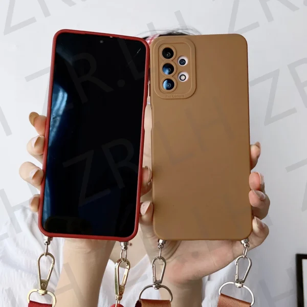 Umhängetasche Lanyard Halskette Weiche Silikonhülle für Samsung Galaxy A55 A35 A54 A13 A14 A53 A52 A51 A71 A15 Cord Strap Chain Cover 3