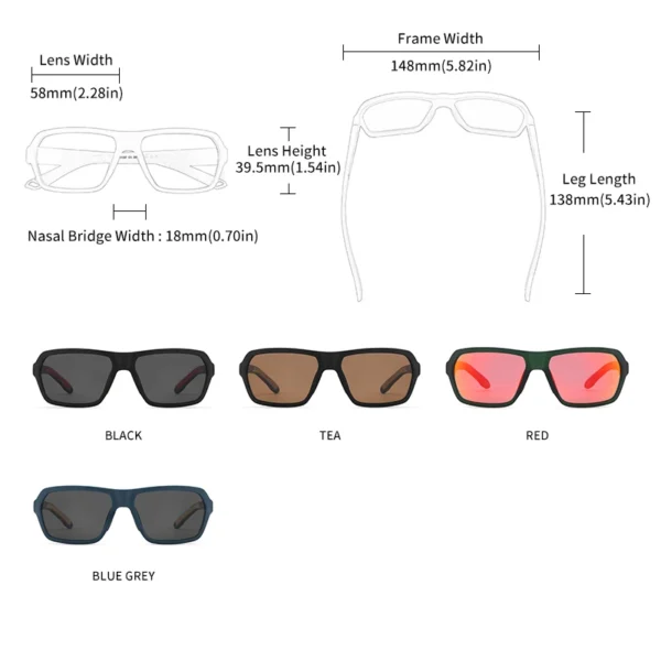 GCV Marke Professionelle Angeln Fahren Radfahren Sport Brille Polarisierte Sonnenbrille Platz Rechteck Männer Frauen UNISEX TR90 4