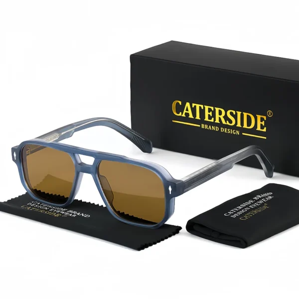 CATERSIDE Retro Punk Sonnenbrille Männer Vintage Flache Top Doppel Brücken Hohe Qualität Sonnenbrille Frauen Reise Party Festival Brillen 3