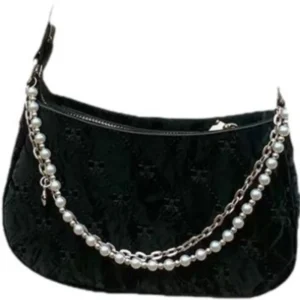 Rosa Damen Umhängetasche Elegante süße Schleife Perlenketten Schleife Stickerei Handtasche Casual Leder koreanische Mode weibliche Handtasche 5