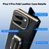 Eary für Google Pixel 9 Pro Fold Handyhülle mit Dual-Armband Leder 360 ° Drehen Sie die stoßfeste Schutzabdeckung mit magnetischem Ständer 5