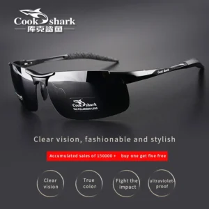 Cook Shark's neue Aluminium-Magnesium-Sonnenbrille, Herren-Sonnenbrille, HD-polarisierte Fahrer, Farbbrille, Flut