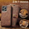 Retro-Klapphülle für Apple iPhone 16, 15, 14 Plus, 13 Pro, 12 Mini, XS Max, XR, 7, 8, SE, abnehmbare Rückseite, integrierter Magnet