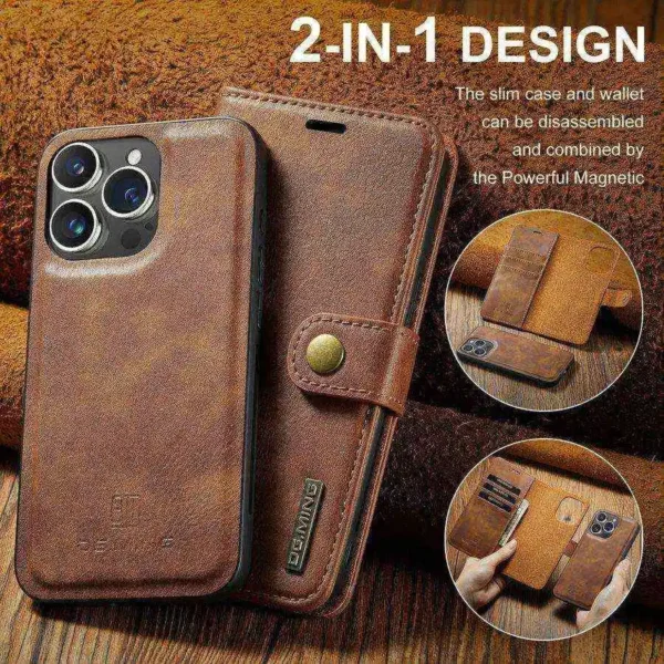 Retro-Klapphülle für Apple iPhone 16, 15, 14 Plus, 13 Pro, 12 Mini, XS Max, XR, 7, 8, SE, abnehmbare Rückseite, integrierter Magnet
