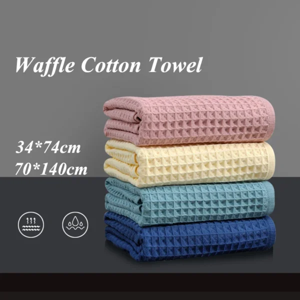Badetuch aus Waffel-Baumwolle, weich, Wabenstruktur, stark saugfähig, Gesichts-Duschhandtücher, 70 x 140 cm, für Erwachsene, Kinder, Zuhause, Badezimmer, Dusche, Spa, Schwimmen 2