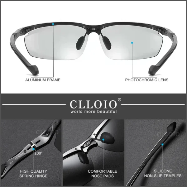 CLLOIO Top Qualität Aluminium Polarisierte Photochrome Sonnenbrille Männer Randlose Tag Nacht Fahren Brille Anti-Glare Chameleon Brillen 4