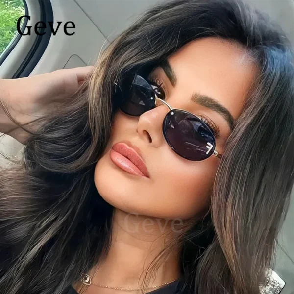 Mode große quadratische Sonnenbrille Frauen Luxusmarke Pilot klare Sonnenbrille weibliche übergroße halbe Rahmen Sonnenbrillen Brillen randlos 2