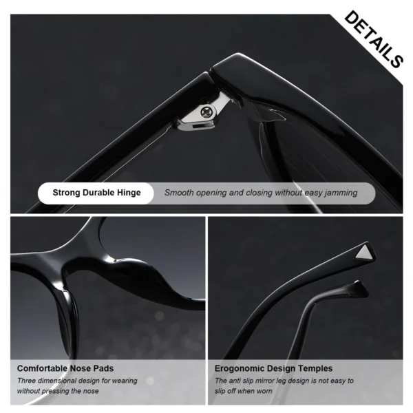 BARCUR Transparente Damen-Sonnenbrille, bequem, langlebig, schöner PC-Cat-Eye-Rahmen, Party, Reisen, UV400, polarisierte Sonnenbrille, bestes Geschenk 4