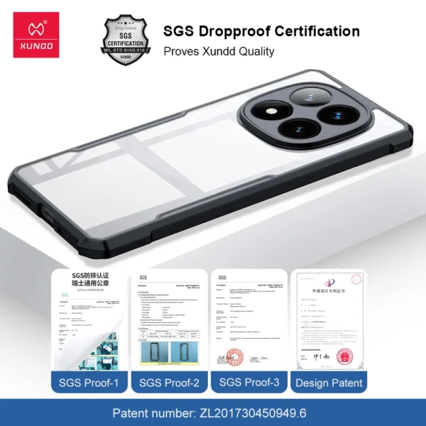 Xundd Handyhülle für Xiaomi Redmi Note 14 Pro, stoßfeste Stoßstangenschutzhüllen, luxuriöse, schlichte, transparente Abdeckung, für Redmi Note 14 6