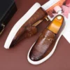 Männer Casual Schuhe Geprägtes Leder Männer Klassische Schnalle Horsebit Loafers Herren Slip-on Board Schuhe Outdoor Wohnungen Neue 3