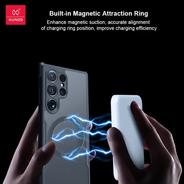 XUNDD Magnetische Hülle für Samsung Galaxy S24 25 Ultra S23 21 Ultra S25 Plus Airbag Anti-Drop Back Clear 360 °   Drehbares Ständergehäuse 3