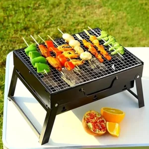 Tragbarer BBQ-Holzkohlegrill aus Edelstahl, kleines Mini-BBQ-Werkzeug-Set, Kochen im Freien, Camping, Picknick, Strand, tragbarer Grill