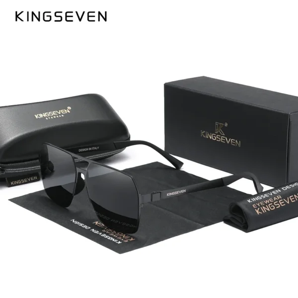 KINGSEVEN Klassische Herren-Sonnenbrille, polarisiert, UV400-Brille, quadratisch, Pilot, hochwertige Antireflexions-Fahr-Retro-Brille 3