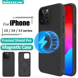 Nillkin Magnetische Hülle für iPhone 15 Pro Max 14 13 Bump, strukturiert, dünn, stoßfest, kratzfest, kompatibel mit MagSafe