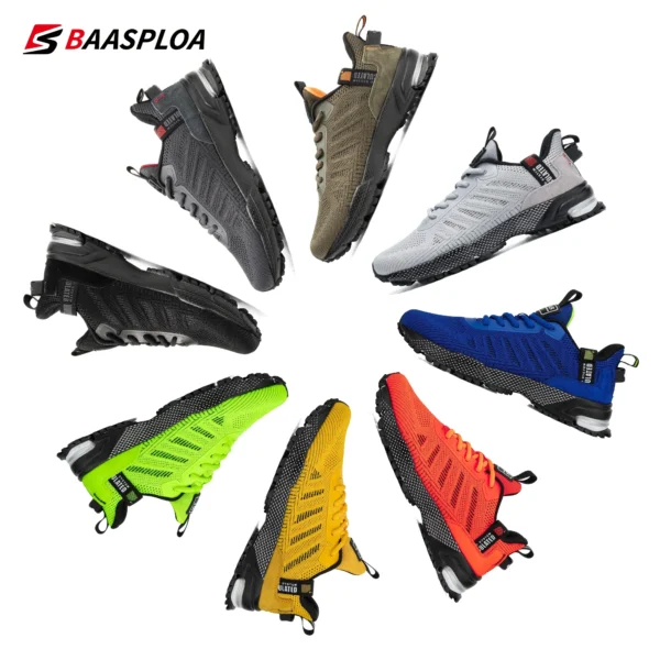 Baasploa Männer Laufschuhe Mesh Atmungsaktive Sportschuhe Für Männer Mode Leichte Casual Turnschuhe Rutschfeste Schnürung Plus Größe 50 5