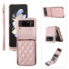 Umhängetasche, Kartenhalter, Brieftasche, Hülle für Samsung Galaxy Z Flip 6, 5, 4, 3, 5G, Flip5, Flip6, Handschlaufe, Reißverschluss, veganes Leder, Handyhülle