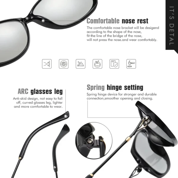 LIOUMO 2023 Elegante Photochrome frauen Sonnenbrille Polarisierte Chameleon Objektiv Luxus sonnenbrille Damen UV400 Lentes de sol Mujer 5